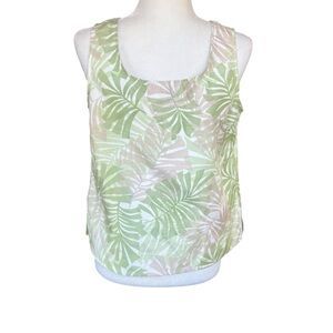Vintage y2K First Option green palm leaf tropical boxy tank top size small